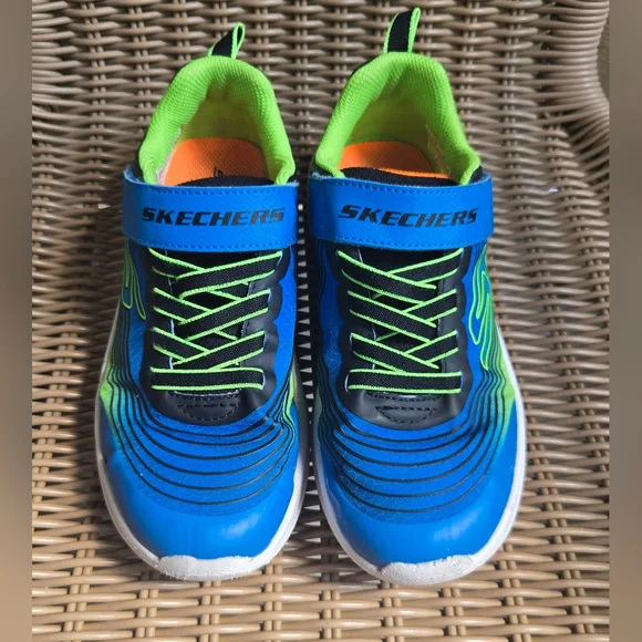 Skechers Kids Blue and Neon Green Sneakers - Picture 1 of 6